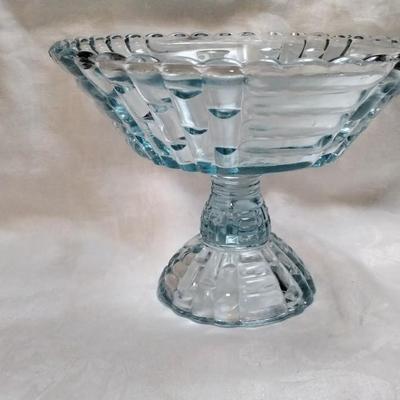 Jeanette Glass Teal Fruit Bowl in Louisa Pattern 1940s