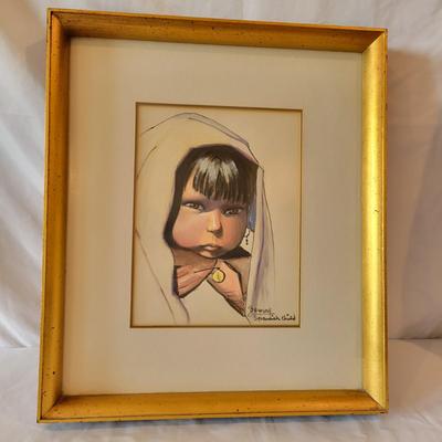 Original Pastel "Spanish Child" by Bernay (D-DW)