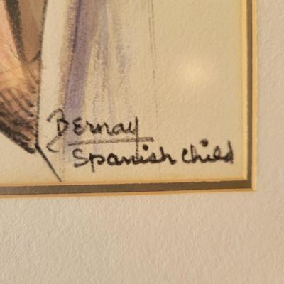 Original Pastel "Spanish Child" by Bernay (D-DW)