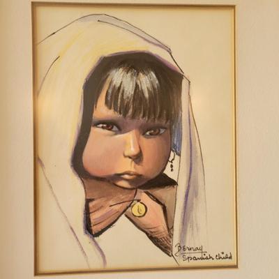 Original Pastel "Spanish Child" by Bernay (D-DW)