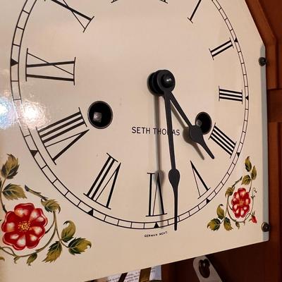 Vintage SETH THOMAS Wood Sharon Steeple Pendulum Mantle Clock