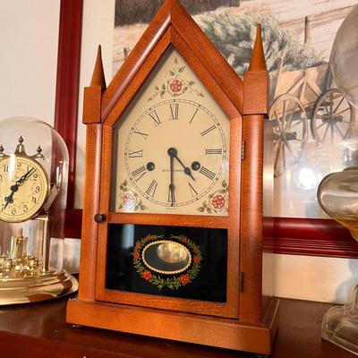 Vintage SETH THOMAS Wood Sharon Steeple Pendulum Mantle Clock