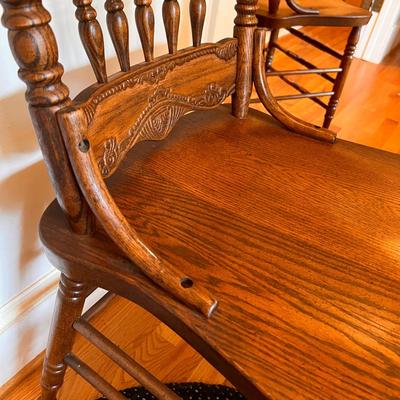 Set of 6 Antique Pressback Spindle Oak Chairs
