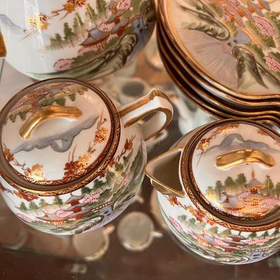 Antique Japanese Porcelain 13 Piece Demitasse Tea Set