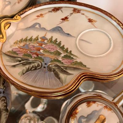 Antique Japanese Porcelain 13 Piece Demitasse Tea Set