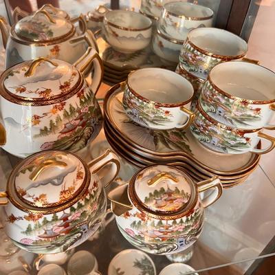 Antique Japanese Porcelain 13 Piece Demitasse Tea Set