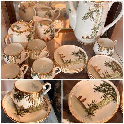 Antique Japanese Porcelain 15 Piece Demitasse Tea Set