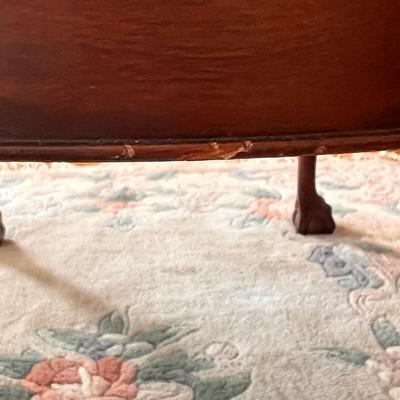 Antique French Style Glass Top Carved Wood Coffee Table