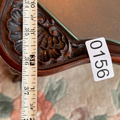 Antique French Style Glass Top Carved Wood Coffee Table