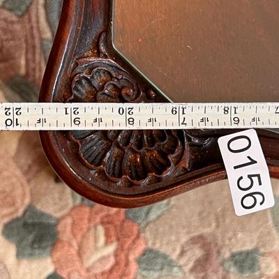 Antique French Style Glass Top Carved Wood Coffee Table