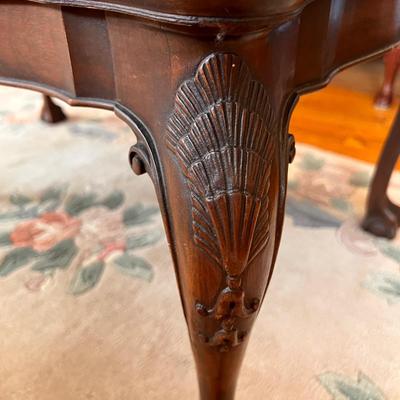 Antique French Style Glass Top Carved Wood Coffee Table