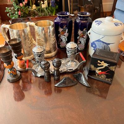 Antique Asian Decor, Collectibles - Vases Mugs Salt/Pepper Sterling Silver