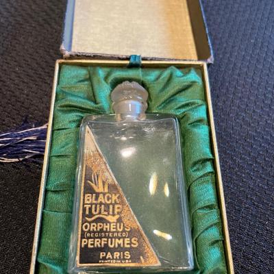 Vintage perfume bottles and make up case