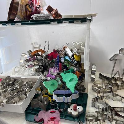 Large tote of Vintage Cookie Cutters