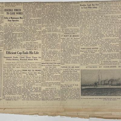 Newspaper: THE SUN/ September 5th 1941/NAVY OUT TO SINK GREER'S ASSAILANT