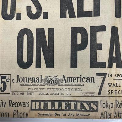 Newspaper: Journal American /August 13th 1945/ HIROSHITO CONFERS WITH TOGO