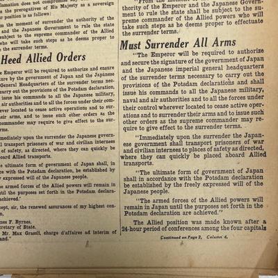 Newspaper: Journal American/August 11 1945/ ALLIES ACCEPT PEACE OFFER