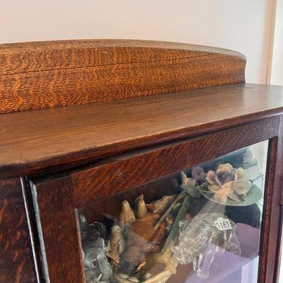 Antique Bow Front Curved Glass Curio Cabinet