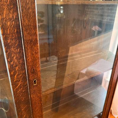 Antique Bow Front Curved Glass Curio Cabinet