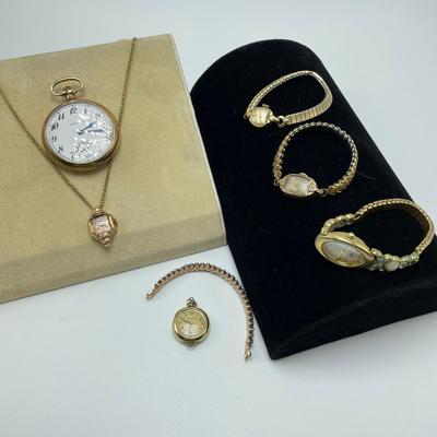 Elgin, Bulova, Wrist Watches + South Bend Pocket Watch (B3-SS)