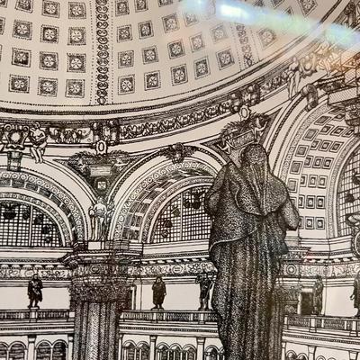Vintage Framed Print Library of Congress