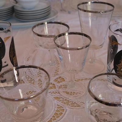 Silver Rimmed Glassware Set