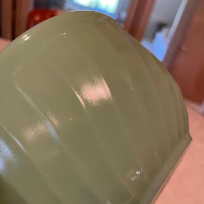Jadite Fireking Swirl mixing bowl