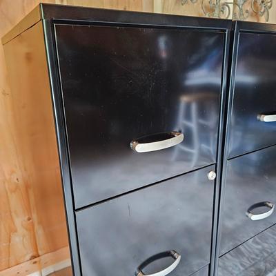 Four Black Metal Filing Cabinets w/ Key (S-JS)