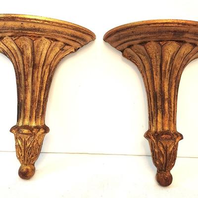 Lot #40  Pair of Contemporary Gilded Wall Stands