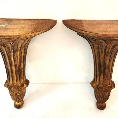 Lot #40  Pair of Contemporary Gilded Wall Stands