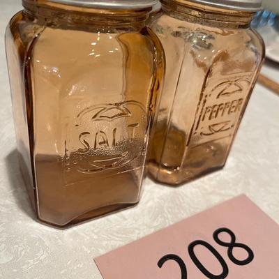 Pink depression style, sultan, pepper shakers