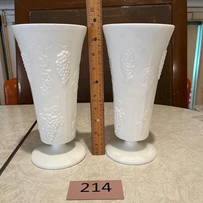 Matching milk glass vases