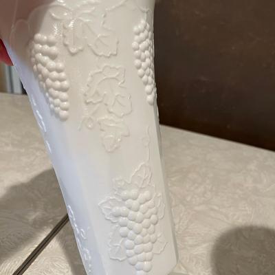 Matching milk glass vases
