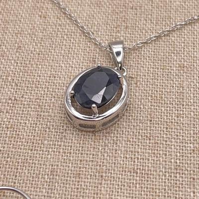 Black Sapphire & Sterling Set (B3-SS)