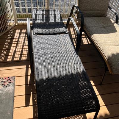 Pair of Faux Wicker Loungers with Cushions (FP-MG)