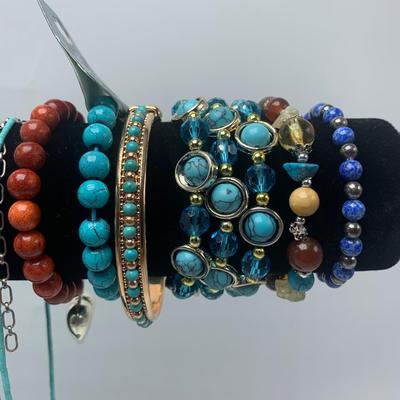 Large Collection of Southwestern Style Red Coral and Turquoise Necklaces and More (B3-KW)