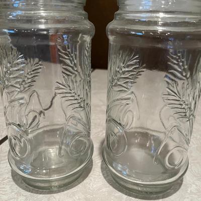 Set of two clear glass canisters