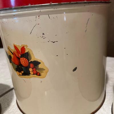 Set of 4 Tin Canisters Calico Fruit
