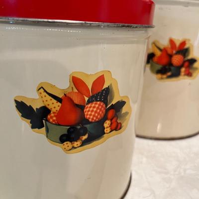 Set of 4 Tin Canisters Calico Fruit