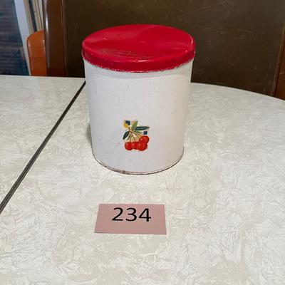 Vintage tin with Cherries canister