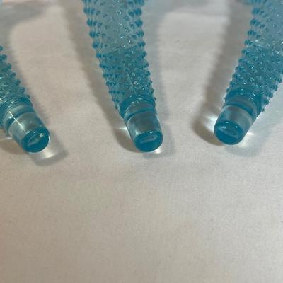 Glowing Fenton blue opalescent hobnail epergneâ€™