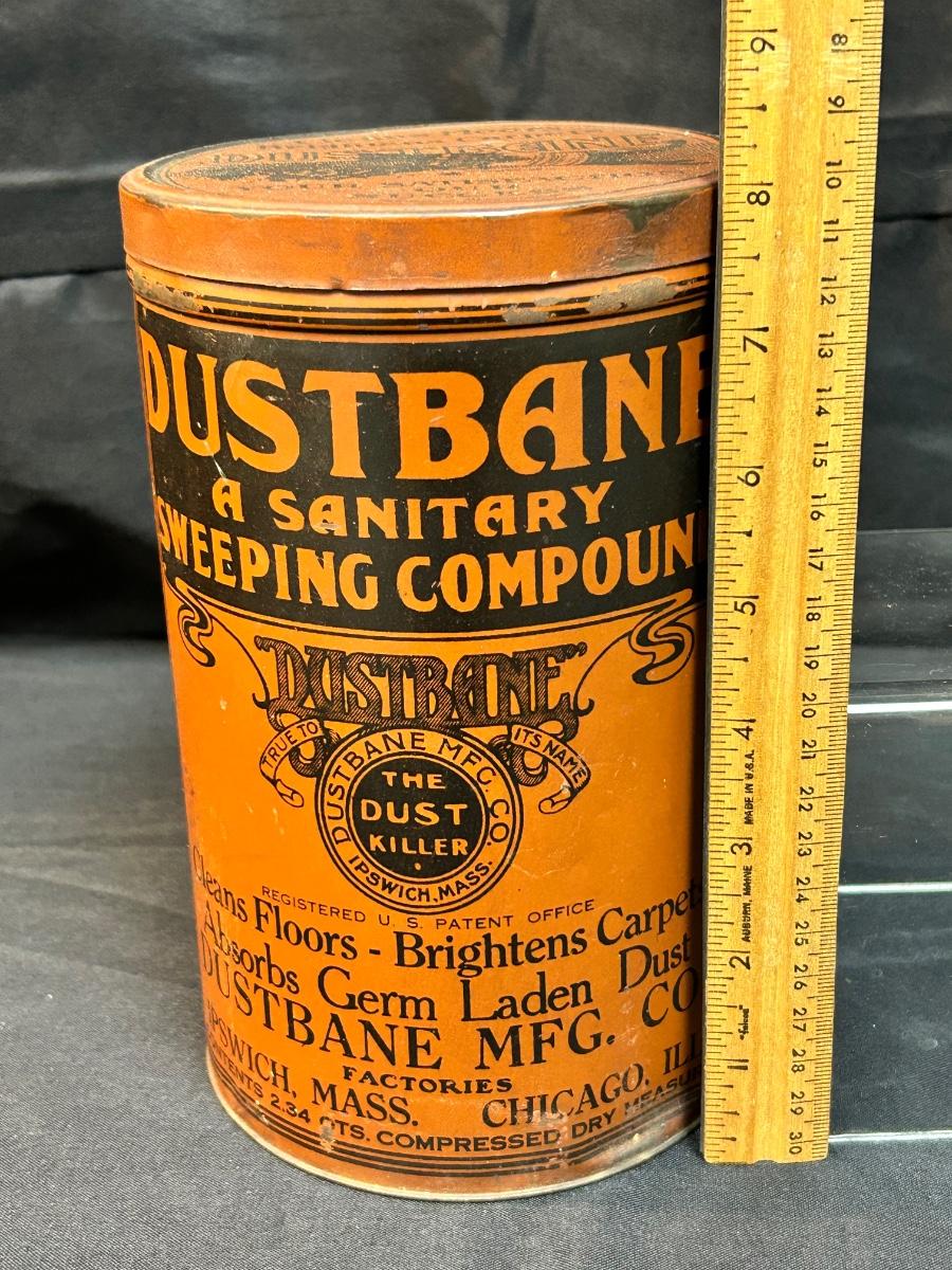 Vintage Dustbane Sweeping Compound Tin Canister