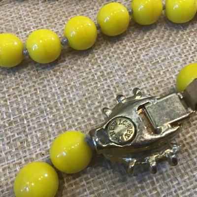J Crew Bee Necklace Yellow  Beads with Gold Tone and Crystal Bee