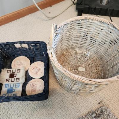 Baskets, coasters & coffee mug art