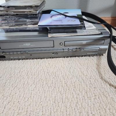 DVD player and CDs.