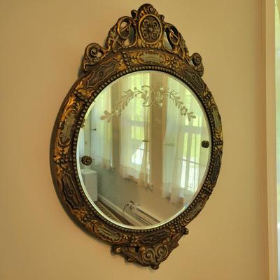 Antique Beveled Round Mirror (M-DW)