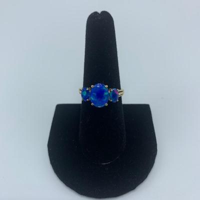 10K Yellow Gold Ring with Ethiopian Opal (B3-KW)