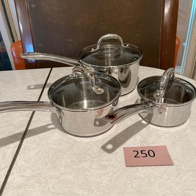 Set of 3 stainless steel sauce pans