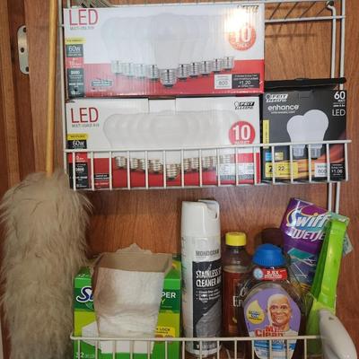 Cleaning supplies and light bulbs