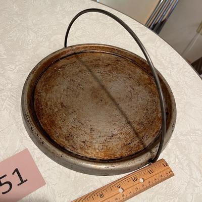 Two copper bottomed skillets + more